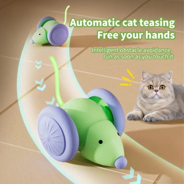 Automatic Moving Mice Cats Toy Intelligent Obstacle Avoidance Moving Mice Shape Cats Training Scratch Toy