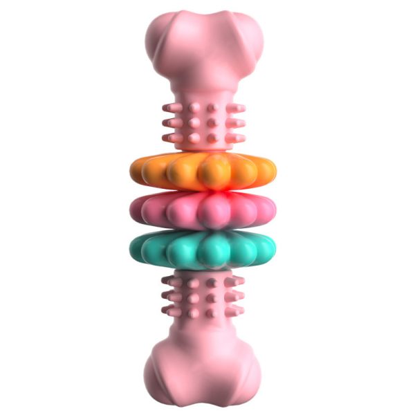 tedcae TPR Petal Tri-Ring Bone Type Teething Toy, Dog Squeaky Toys for Aggressive Chewers, Durable Dog Chew Toys for Large Medium Breed Dog, Dog Toys, Tough Durable Dogs Toys with Natural Rubber - Image 3