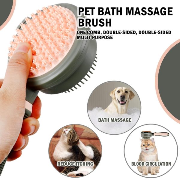 deusknoy 2 in 1 Double Side Cat Brushes for Indoor Cats Shedding Cat Grooming Supplies Cat Comb with Release Button Pet Supplies Flea Comb Slicker Brush for Dogs Hair Removal Massage - Image 5
