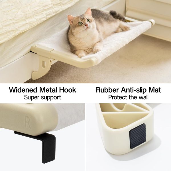 MEWOOFUN Cat Hammock for Window, Windowsill Cat Bed with Removable Cover, No Suction Cups, Medium Size (Beige) - Image 3