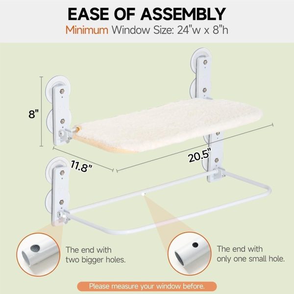 Cat Window Perch Hammock with Steel Frame, Strong Suction Cups, Foldable & Washable Cat Bed Seat for Indoor Cats, (White, Medium) - Image 3