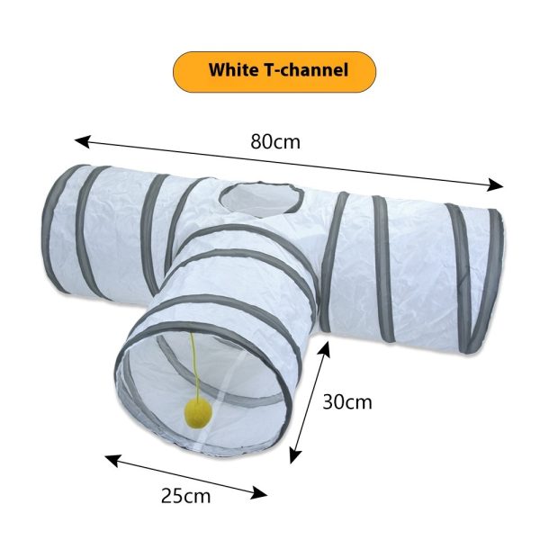 Deofun Cat Tunnel Tube Toys，Tunnels for Indoor Cats, S-Shape White Collapsible Interactive Toy with Balls for Rabbits, Kittens, Ferrets, Puppy - Image 4
