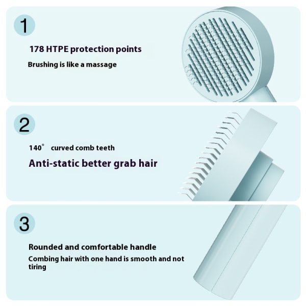 GRBISI Cat Grooming Brush Self Cleaning Slicker Dogs Cats Doggy Pet Kittens One-Click Shedding Button Stainless Steel Teeth Comb Removal Loose Matted Tangled Hair Massage Indoor Outdoor Undercoat - Image 7