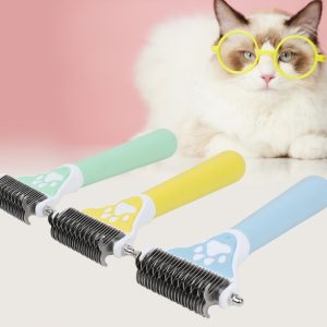 Dog Comb for Shedding and Knot Removal – Pet Grooming Comb for Cats and Dogs, Plastic Metal Detangling Tool
