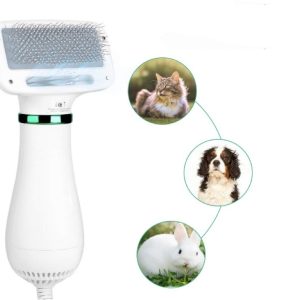 Pet Hair Dryer, 2 in 1 Dog Grooming Dryer Pet Hair Comb Brush, Portable 300W Powerful Blaster Fur Blower Ergonomic Handle with 2 Gear Temperature for Dogs Cats Small Animals, Home Care Dryer