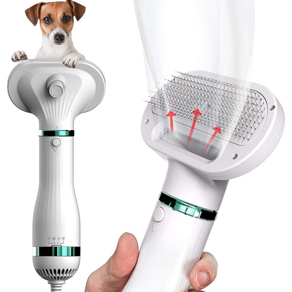 Pet Hair Dryer for Small-Sized Dogs and Cats, 2-in-1 Dog Hair Dryer with Self Cleaning Slicker Brush, Dog Blow Dryer, 300 Watts, Overheat Protection, Portable, Adjustable Temperature - Image 2