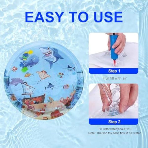 Summer Cat Water Mat, Pet Water Sensory Play Mat Cat Water Play Mat for Indoor Cats, Cat Water Mat with Fish, Ocean Themed Mat for Cats - Image 3