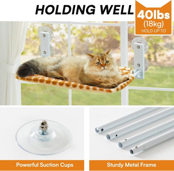 MEWOOFUN Cat Hammock - Steel Frame & Suction Cup Mount, Indoor Window Seat (Brown, Medium) - Image 6