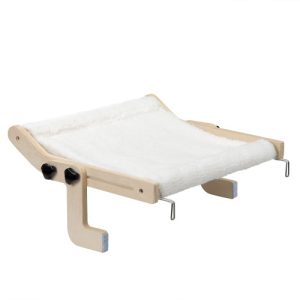 Cat Window Perch Hammock – Indoor Plush Cat Bed, Wood Frame, No Drilling or Suction Cups, Space-Saving Window Seat