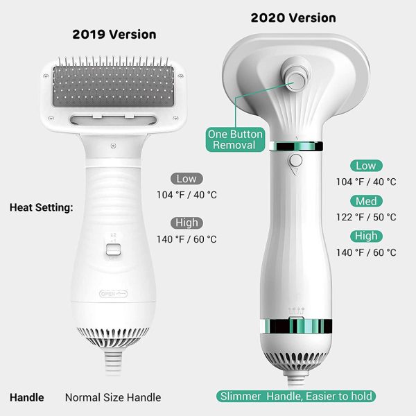 Pet Hair Dryer for Small-Sized Dogs and Cats, 2-in-1 Dog Hair Dryer with Self Cleaning Slicker Brush, Dog Blow Dryer, 300 Watts, Overheat Protection, Portable, Adjustable Temperature - Image 4
