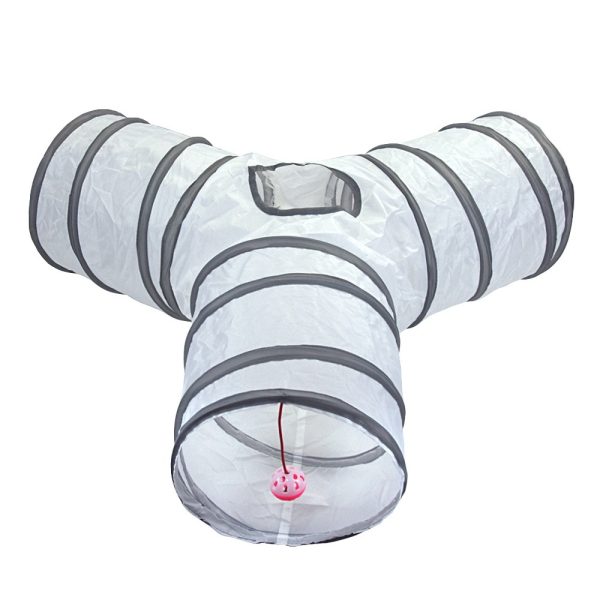 Deofun Cat Tunnel Tube Toys，Tunnels for Indoor Cats, S-Shape White Collapsible Interactive Toy with Balls for Rabbits, Kittens, Ferrets, Puppy - Image 3