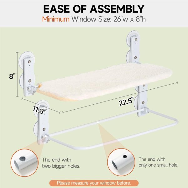 MEWOOFUN Cat Window Perch Sturdy Cat Window Hammock with Steel Frame Foldable Window Seat for Indoor Cats (Large White Removable Mat) - Image 5