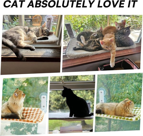 MEWOOFUN Cat Hammock - Steel Frame & Suction Cup Mount, Indoor Window Seat (Brown, Medium) - Image 4