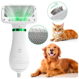 Pet Hair Dryer & Electric Comb (2-in-1 ) – Portable Low Noise Grooming Brush for Dogs and Cats