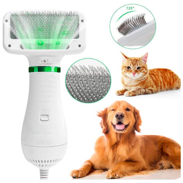 Pet Hair Dryer & Electric Comb (2-in-1 ) – Portable Low Noise Grooming Brush for Dogs and Cats