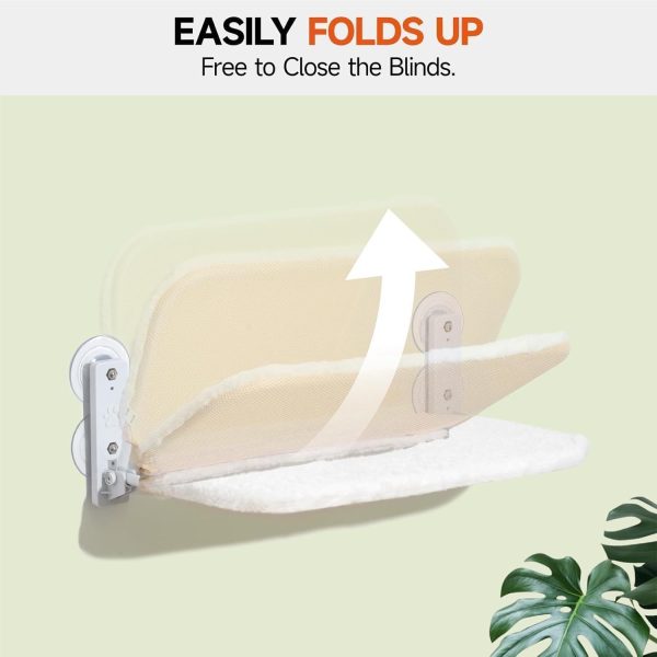 Cat Window Perch Hammock with Steel Frame, Strong Suction Cups, Foldable & Washable Cat Bed Seat for Indoor Cats, (White, Medium) - Image 4