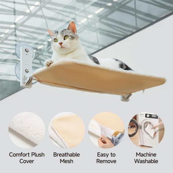 MEWOOFUN Cat Window Perch Sturdy Cat Window Hammock with Steel Frame Foldable Window Seat for Indoor Cats (Large White Removable Mat) - Image 3