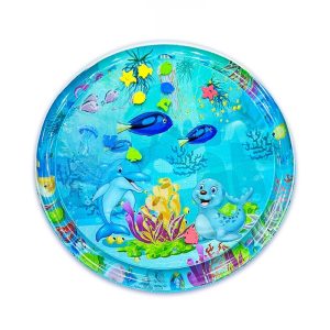 Upgraded Thicken Water Mat for Cats, Unbreakable Cat Splash Play Mat, Interactive Water Sensory Playmat Cat Toy, Durable Cool Comfort Water Mat for Pets with Fake Fish Inside (with Inflator)