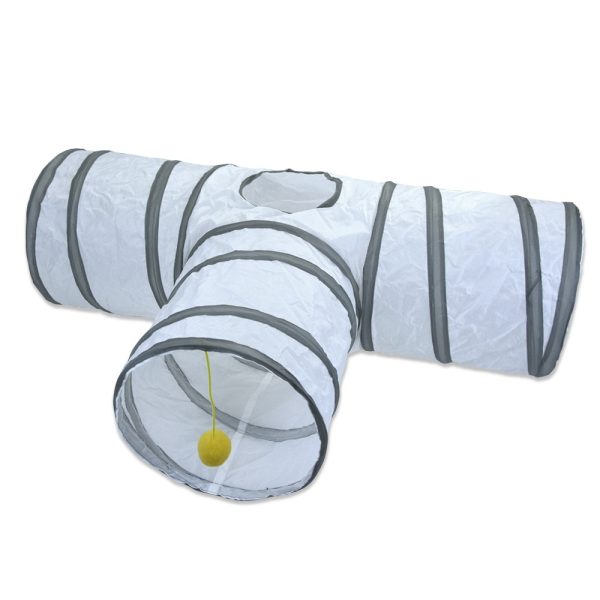 Deofun Cat Tunnel Tube Toys，Tunnels for Indoor Cats, S-Shape White Collapsible Interactive Toy with Balls for Rabbits, Kittens, Ferrets, Puppy - Image 9