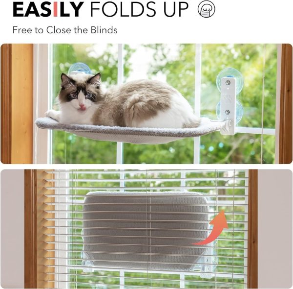 MEWOOFUN Cat Hammock - Window Perch with Strong Suction Cups, Steel Frame, Removable Cushion, Indoor Cat Seat - Image 3