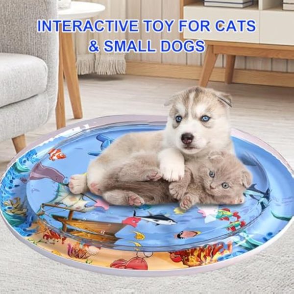 Summer Cat Water Mat, Pet Water Sensory Play Mat Cat Water Play Mat for Indoor Cats, Cat Water Mat with Fish, Ocean Themed Mat for Cats - Image 4