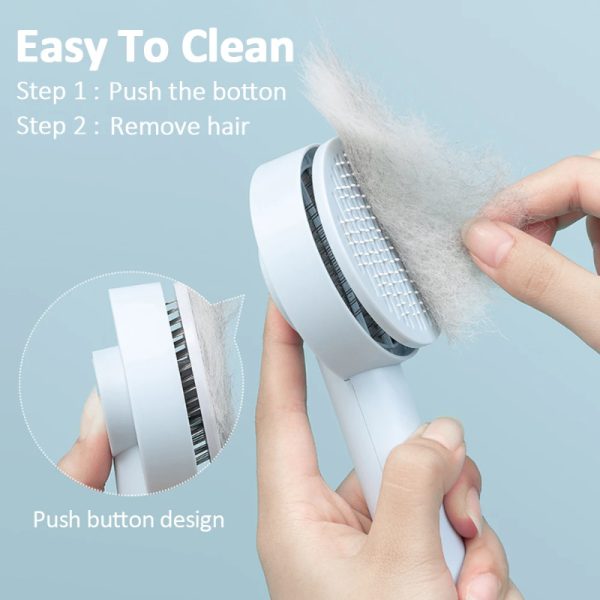 GRBISI Cat Grooming Brush Self Cleaning Slicker Dogs Cats Doggy Pet Kittens One-Click Shedding Button Stainless Steel Teeth Comb Removal Loose Matted Tangled Hair Massage Indoor Outdoor Undercoat - Image 5