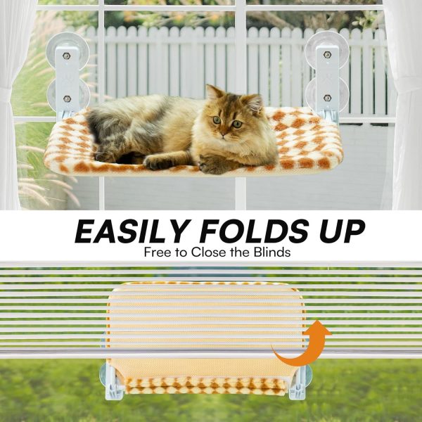 MEWOOFUN Cat Hammock - Steel Frame & Suction Cup Mount, Indoor Window Seat (Brown, Medium) - Image 7
