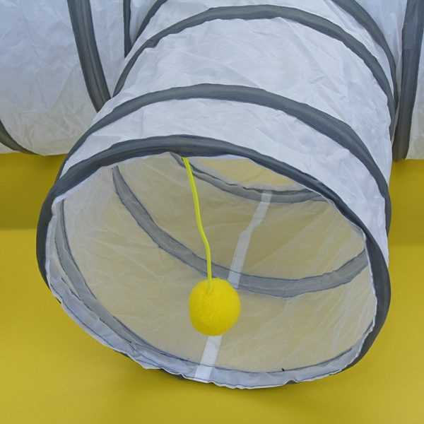 Deofun Cat Tunnel Tube Toys，Tunnels for Indoor Cats, S-Shape White Collapsible Interactive Toy with Balls for Rabbits, Kittens, Ferrets, Puppy - Image 6