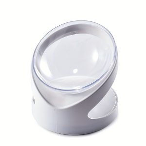 Slanted Stainless Steel Dog Bowl 15°, Pet Food Bowl Tilted Angle Bulldog Bowl Pet Feeder Dish, Water Bowl Non-Skid & Non-Spill, Easier to Reach Food, White
