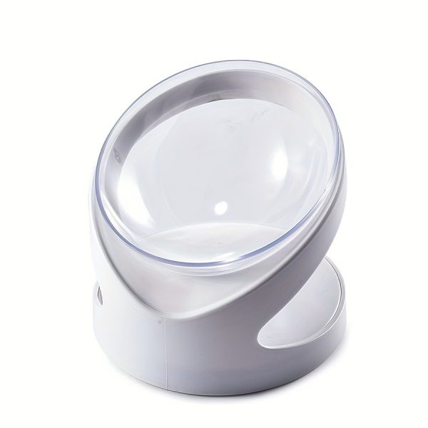 Slanted Stainless Steel Dog Bowl 15°, Pet Food Bowl Tilted Angle Bulldog Bowl Pet Feeder Dish, Water Bowl Non-Skid & Non-Spill, Easier to Reach Food, White