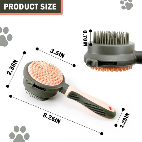 deusknoy 2 in 1 Double Side Cat Brushes for Indoor Cats Shedding Cat Grooming Supplies Cat Comb with Release Button Pet Supplies Flea Comb Slicker Brush for Dogs Hair Removal Massage - Image 3