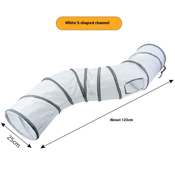 Deofun Cat Tunnel Tube Toys，Tunnels for Indoor Cats, S-Shape White Collapsible Interactive Toy with Balls for Rabbits, Kittens, Ferrets, Puppy - Image 10