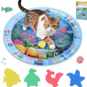 Water Sensory Playmat for Cats, Thickened Upgraded Cat Dog Toys Bored Pet Animals Cat Kicker Toys Self Play Mat, Interactive Toys Pet Water Sensory Mat Pad Pet Cooling Mat Indoor Outdoor Exercise