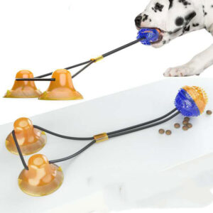 Andy's Orchids Dog Chew Toy for Aggressive Chewers, Suction Cup Interactive Dog Toys, Puppy Treat Food Dispensing Ball Toys for Chewing Playing, Pet Teeth Cleaning Rope Toys for Small Medium Dogs