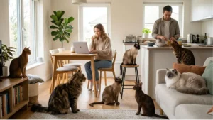 8 cat breeds that understand human routines better than most pets sitting with their owners during daily activities